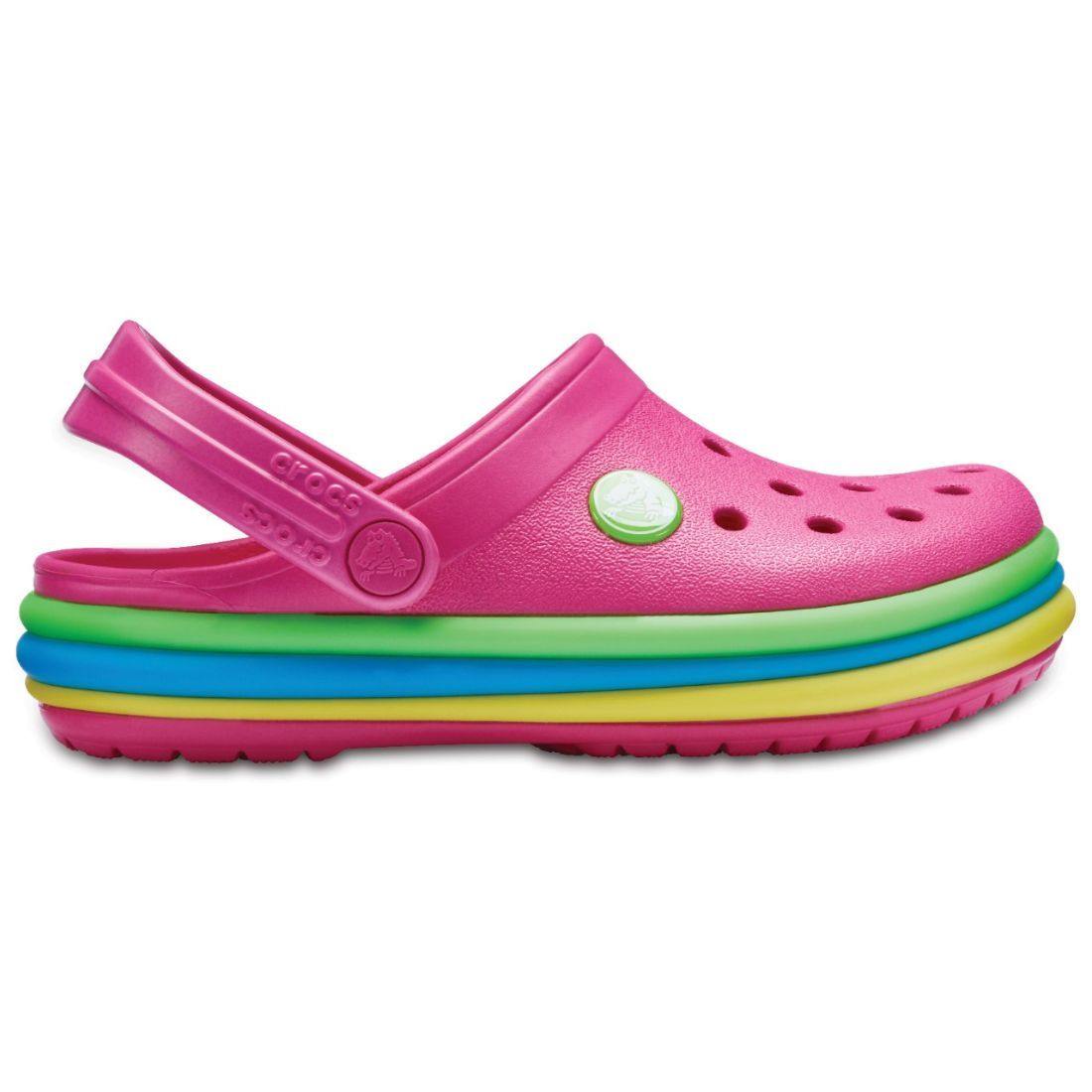 Authentic Crocs Crocband Rainbow Band Clog - Paradise Pink - mTravel Store