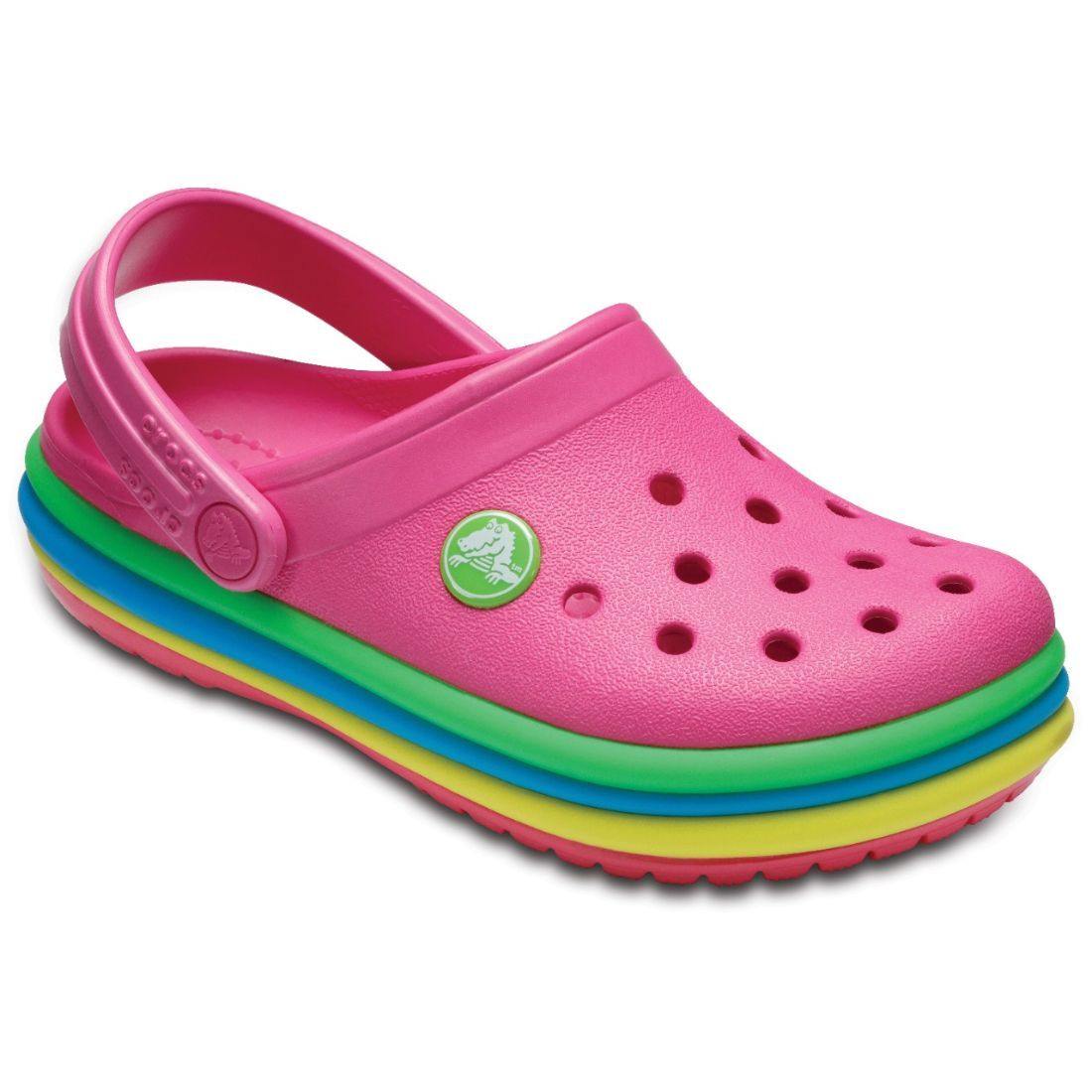 Authentic Crocs Crocband Rainbow Band Clog - Paradise Pink - mTravel Store