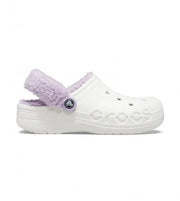 Crocs Baya Lined Fuzzy-Strap Clog - White/ Lavender