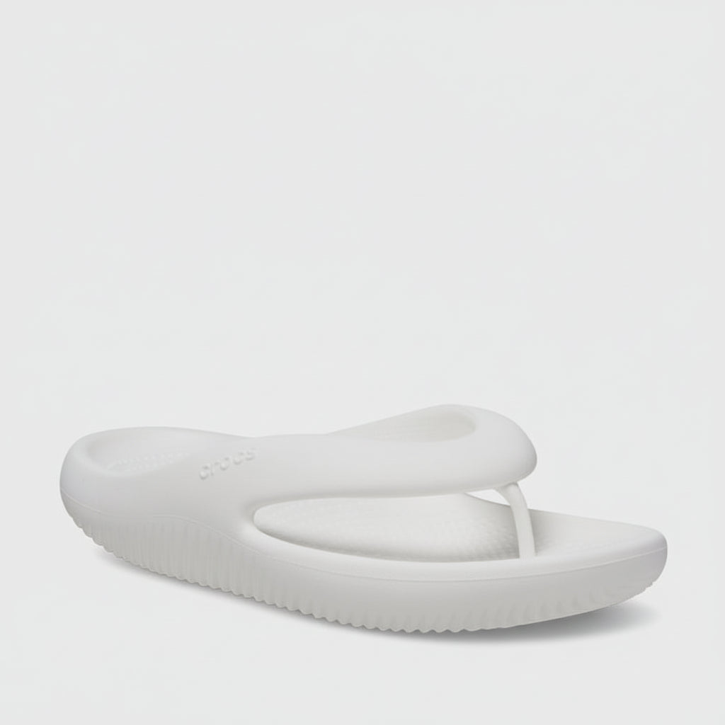 White sandal on a light gray background