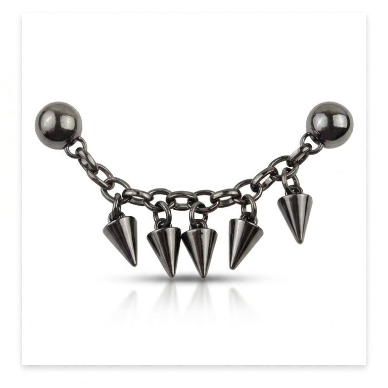 Black spike necklace on a white background