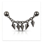 Black spike necklace on a white background