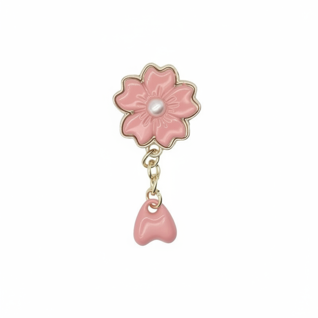 Jibbitz - Metal - Flower Heart Drop - Pink
