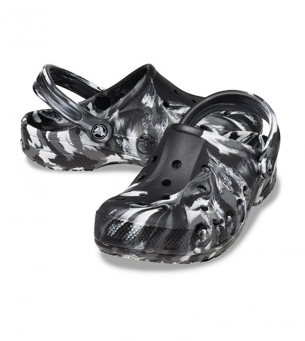 Authentic Crocs Baya Marbled Clog - Black/ White