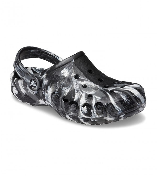 Authentic Crocs Baya Marbled Clog - Black/ White