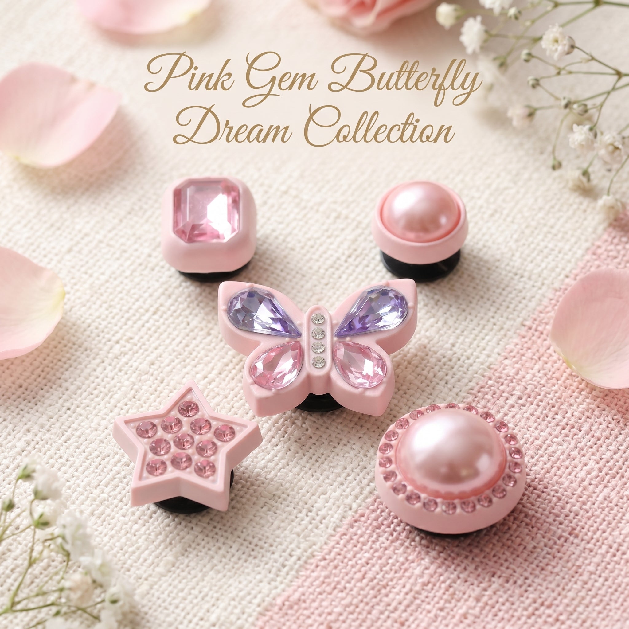 Jibbitz - Pink Gem Butterfly Dream Collection