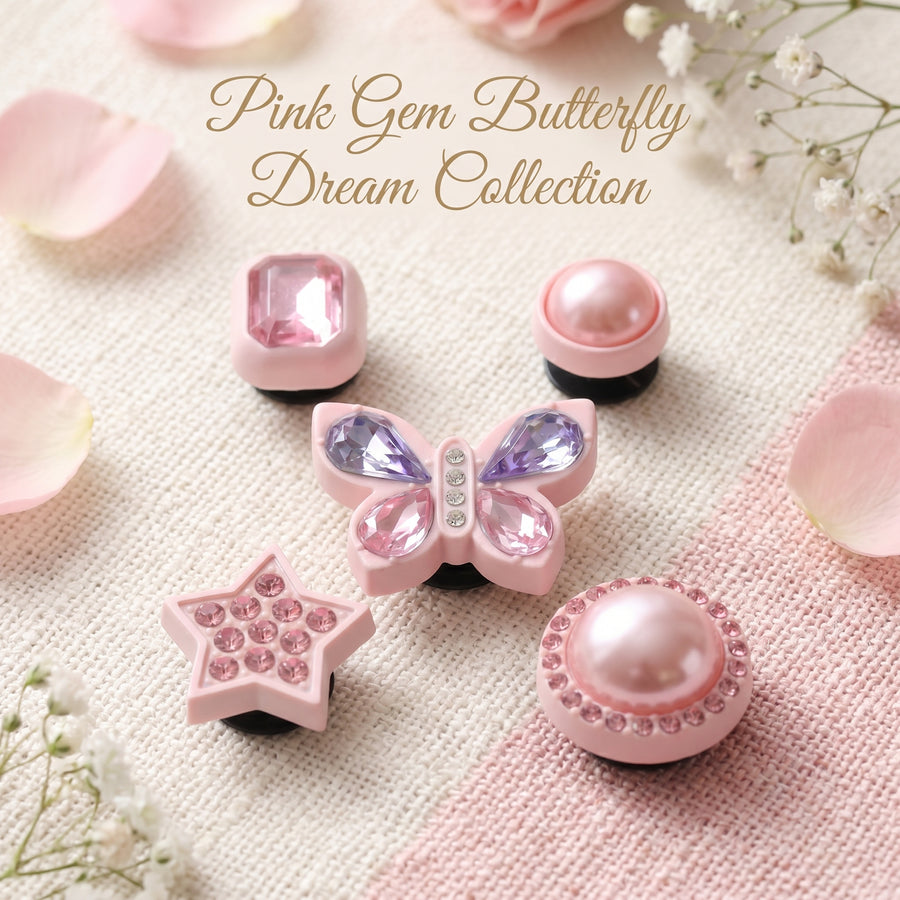 Jibbitz - Pink Gem Butterfly Dream Collection