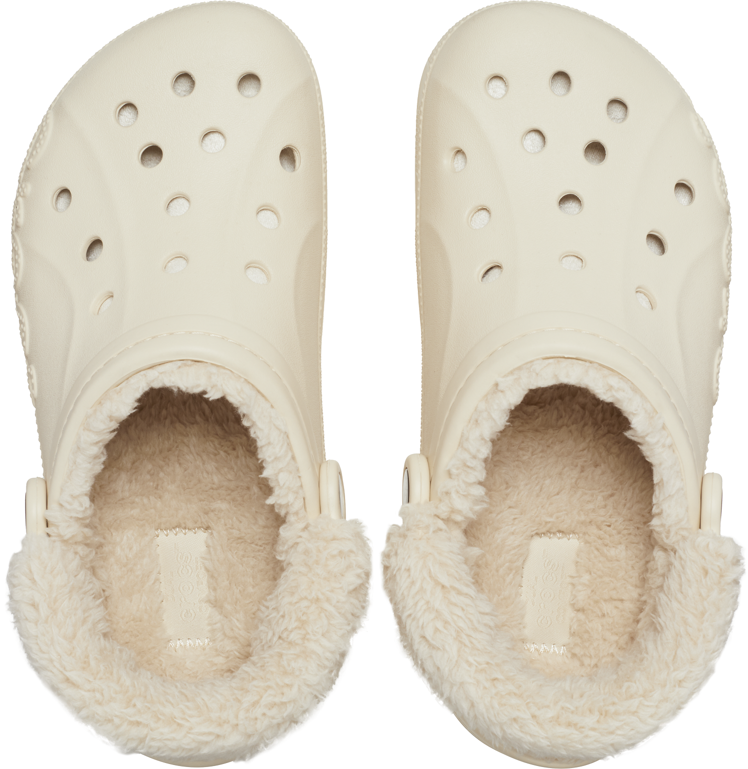 Crocs Baya Lined Fuzzy-Strap Clog - Cream