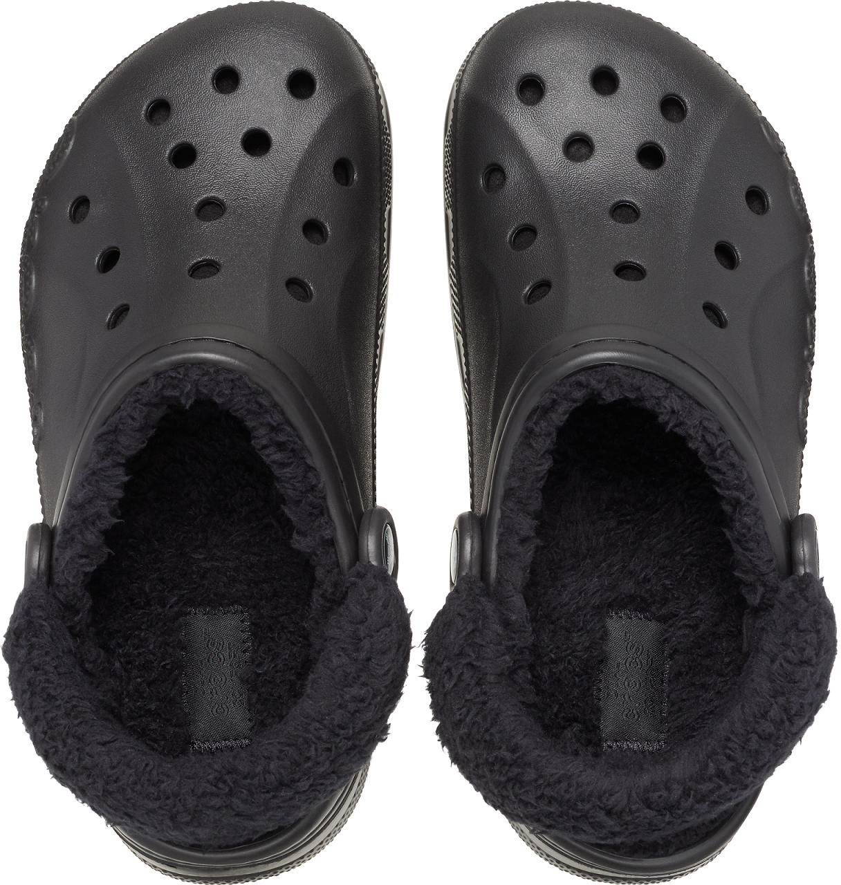 Crocs Baya Lined Fuzzy-Strap Clog - Black