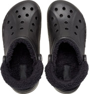 Crocs Baya Lined Fuzzy-Strap Clog - Black
