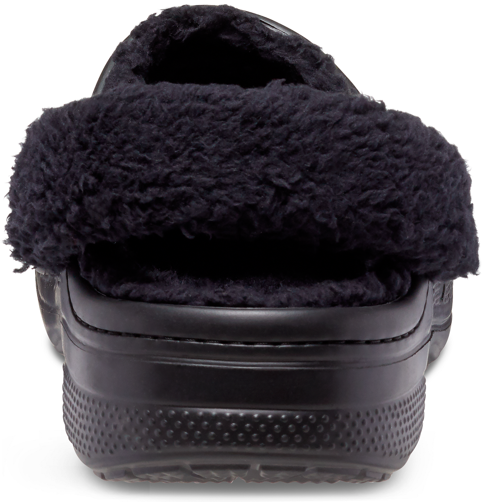 Crocs Baya Lined Fuzzy-Strap Clog - Black