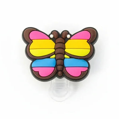 Colorful butterfly-shaped object on a white background