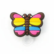 Colorful butterfly-shaped object on a white background