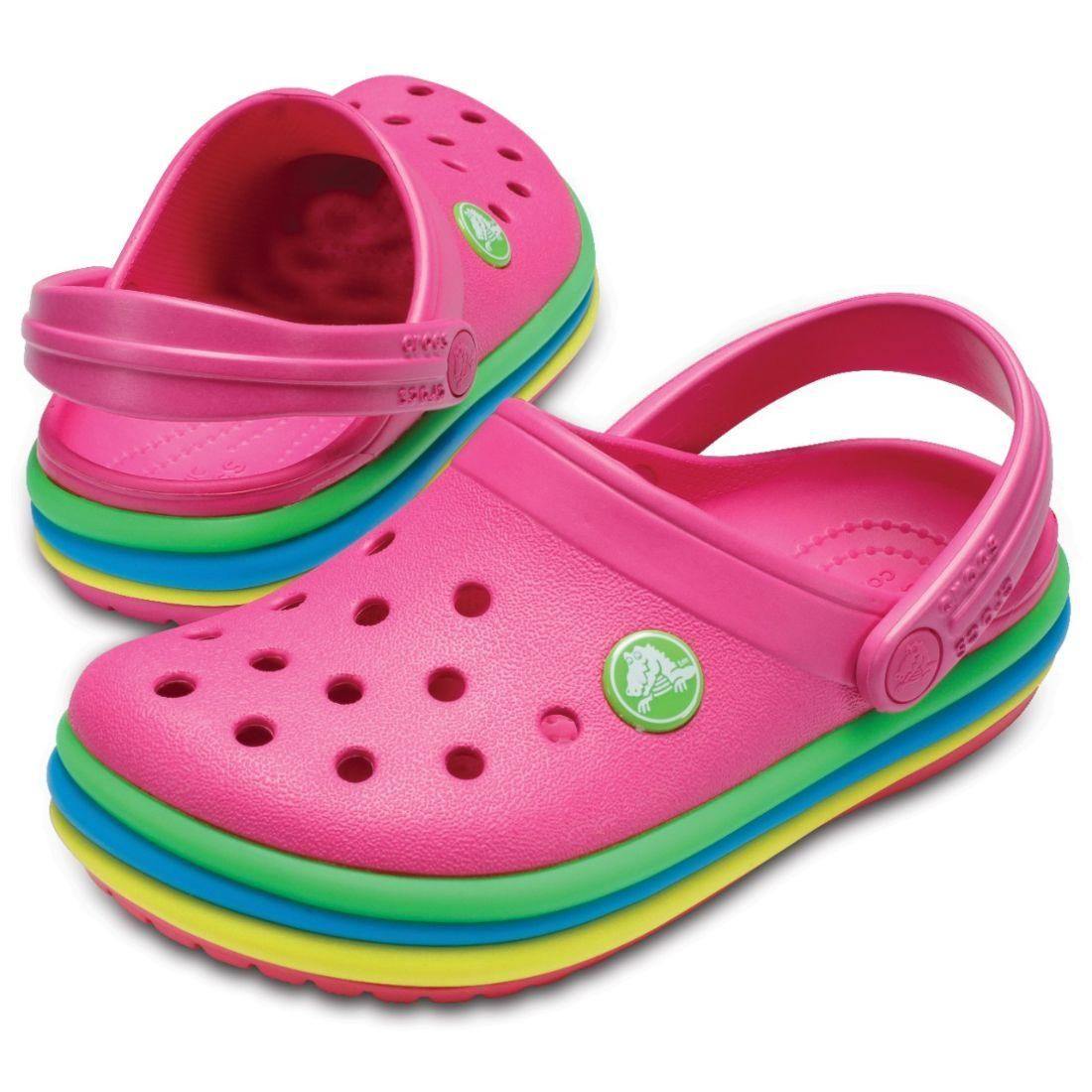 Authentic Crocs Crocband Rainbow Band Clog - Paradise Pink - mTravel Store