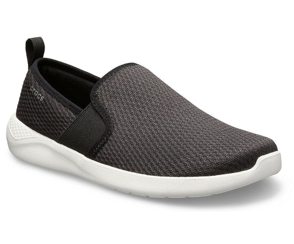 Men Crocs LiteRide Mesh Slip-On - Black/ White