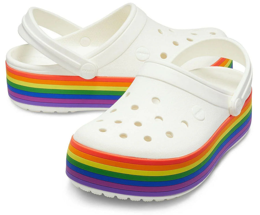 Authentic Crocs Crocband Platform Clog - Multi Rainbow/ White - mStore.Kh | mTravel Store