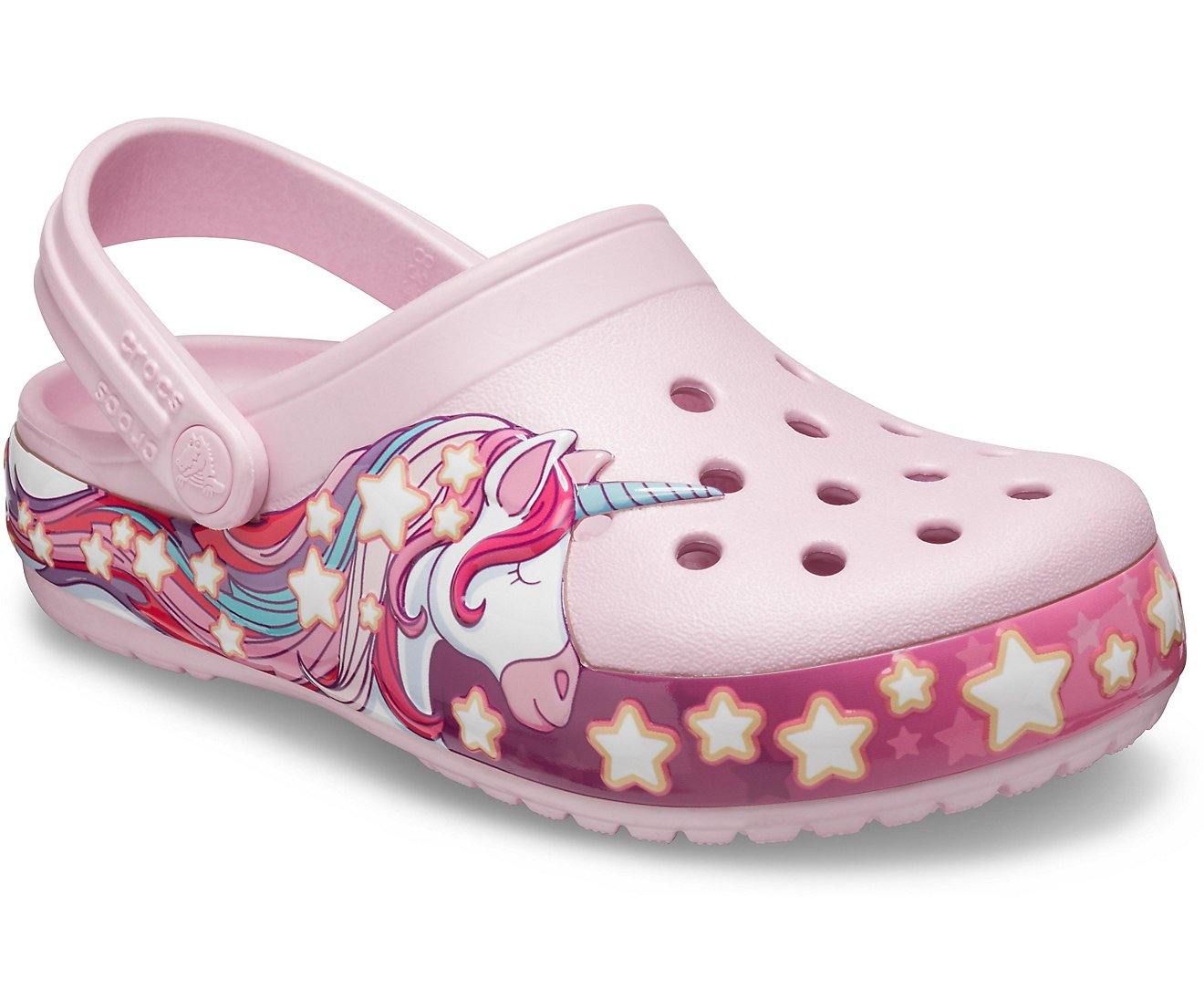 Authentic Kids' Crocs Fun Lab Unicorn Band Lights Clog/ Ballerina Pink