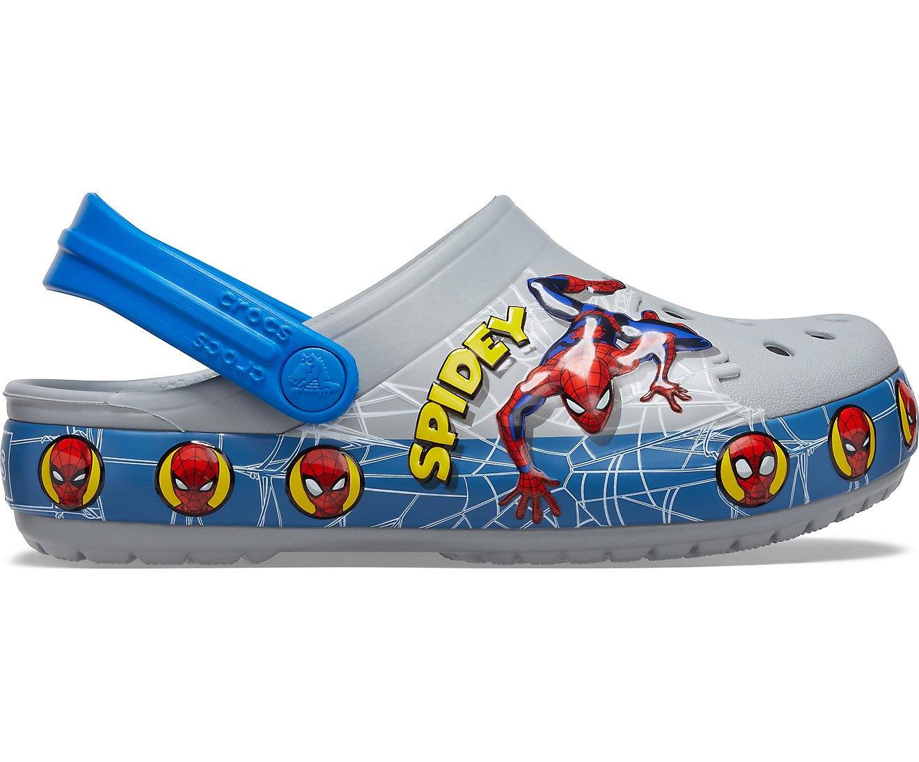 Authentic Kids Crocs Fun Lab Spider-Man Lights Clog - Light Grey - mTravel Store