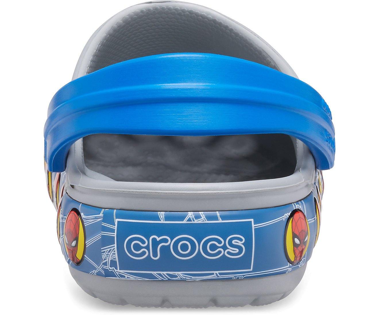Authentic Kids Crocs Fun Lab Spider-Man Lights Clog - Light Grey - mTravel Store