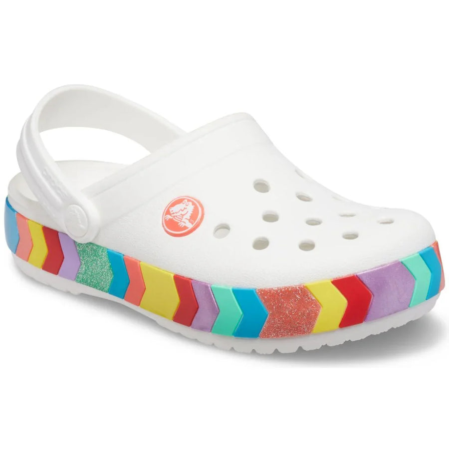 Kids' Crocs Crocband Chevron Beaded Clog - White