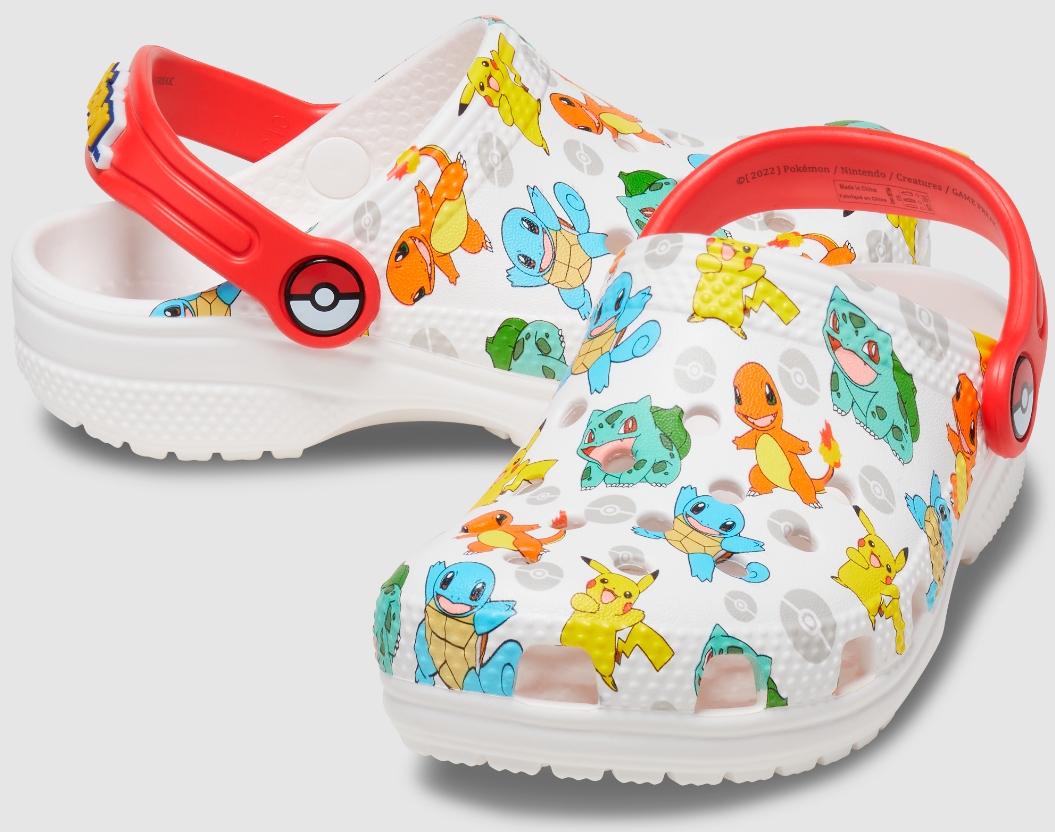 Authentic Limited Edition Kids' Classic Pokemon Clog - White/ Multi