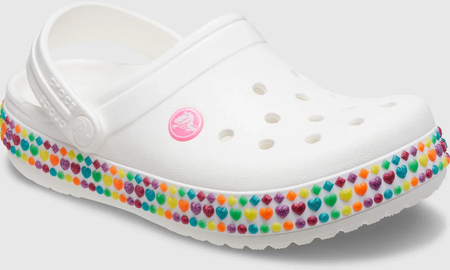 Kids' Crocs Crocband Gem Band Clog - White