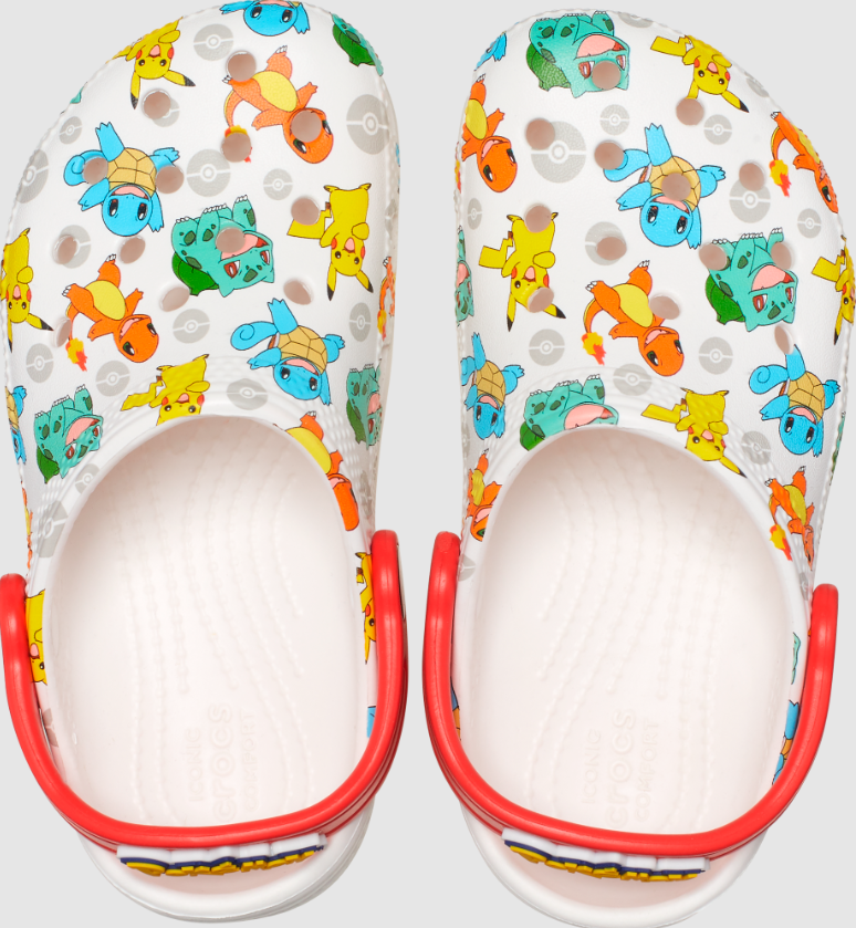 Authentic Limited Edition Kids' Classic Pokemon Clog - White/ Multi