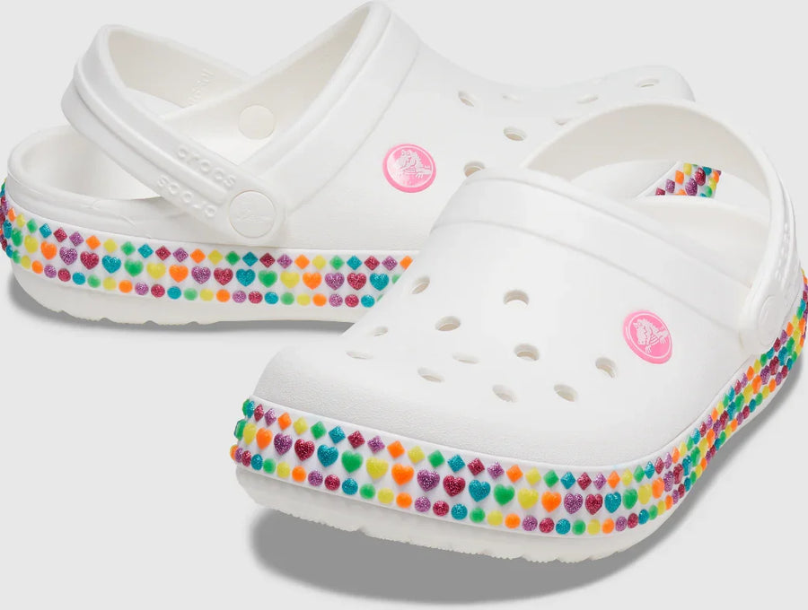 Kids' Crocs Crocband Gem Band Clog - White