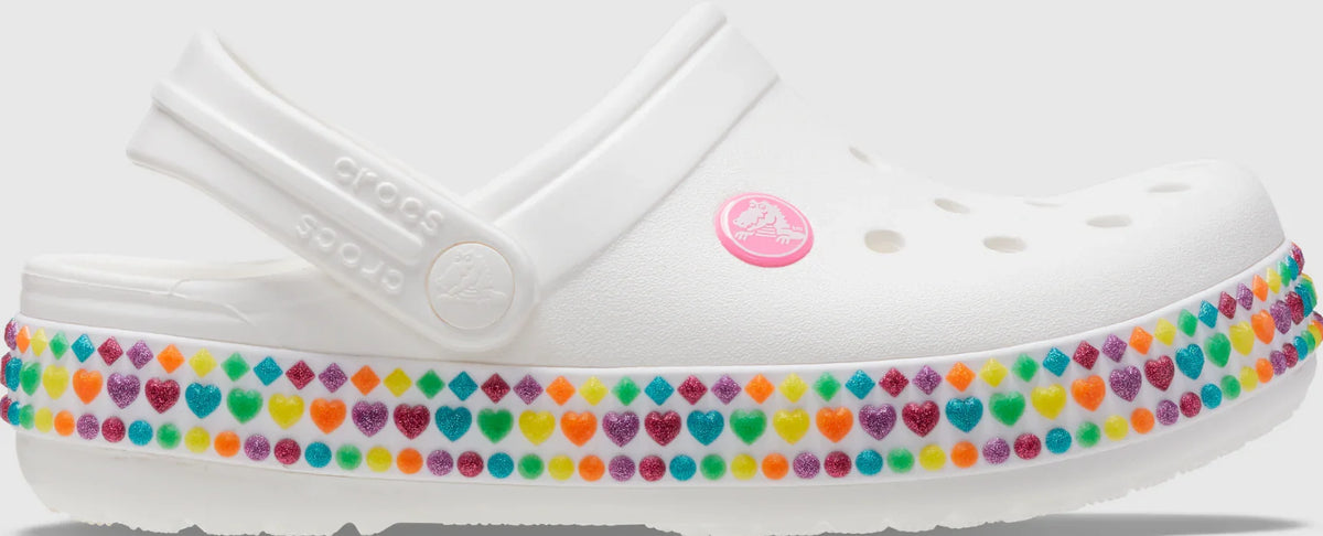 Kids' Crocs Crocband Gem Band Clog - White