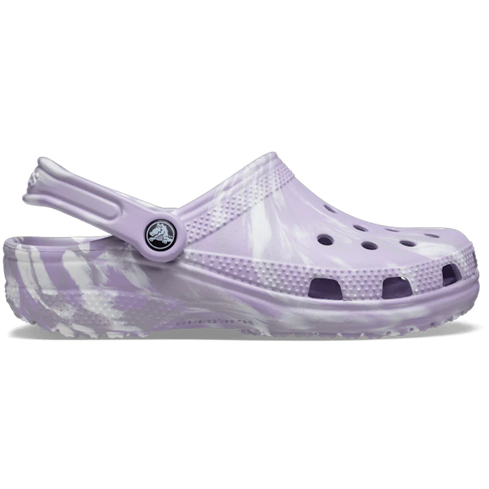 Purple and white 2024 crocs