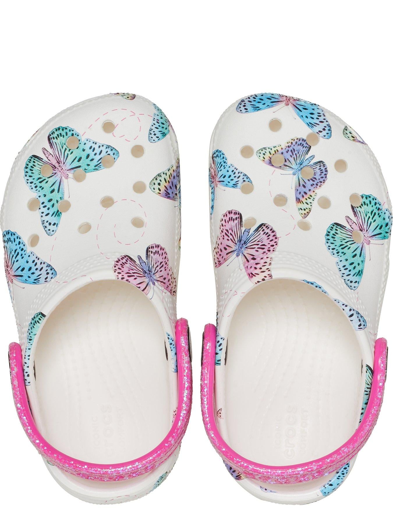 Kids’ Crocs Classic Butterfly Clog - White