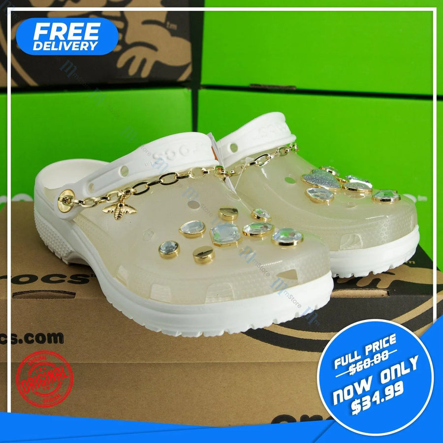 Crocs x Yang Mi Collaboration Embellished Clog - White - mTravel Store