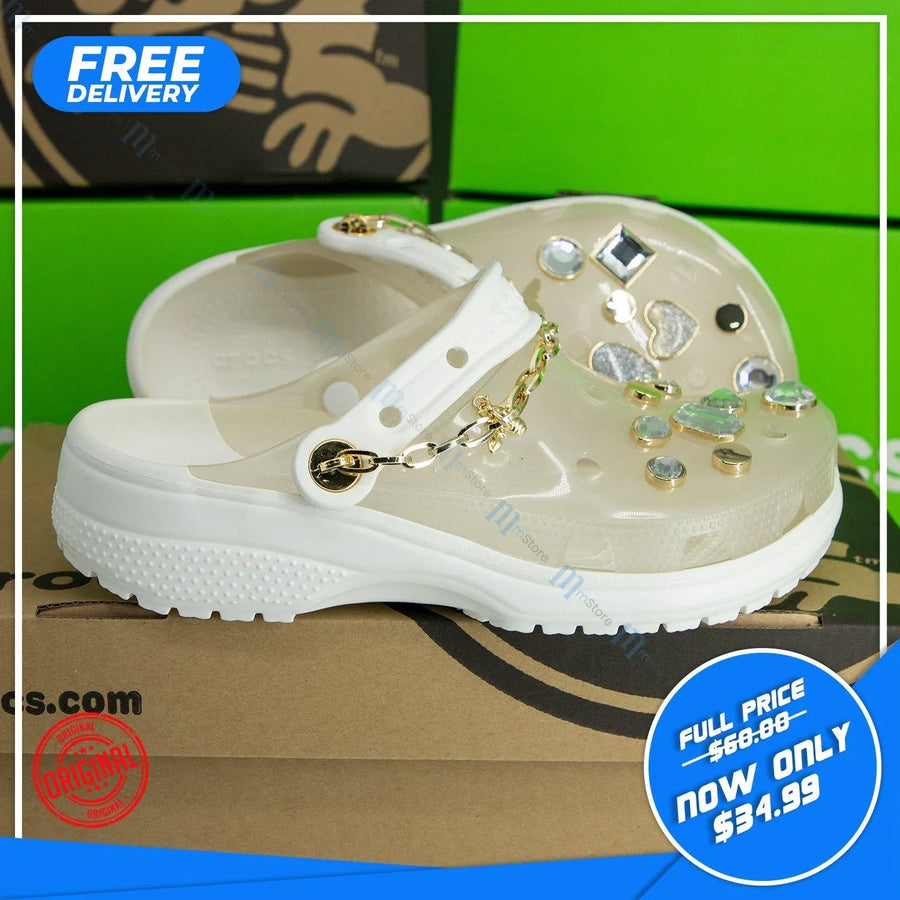 Crocs x Yang Mi Collaboration Embellished Clog - White - mTravel Store